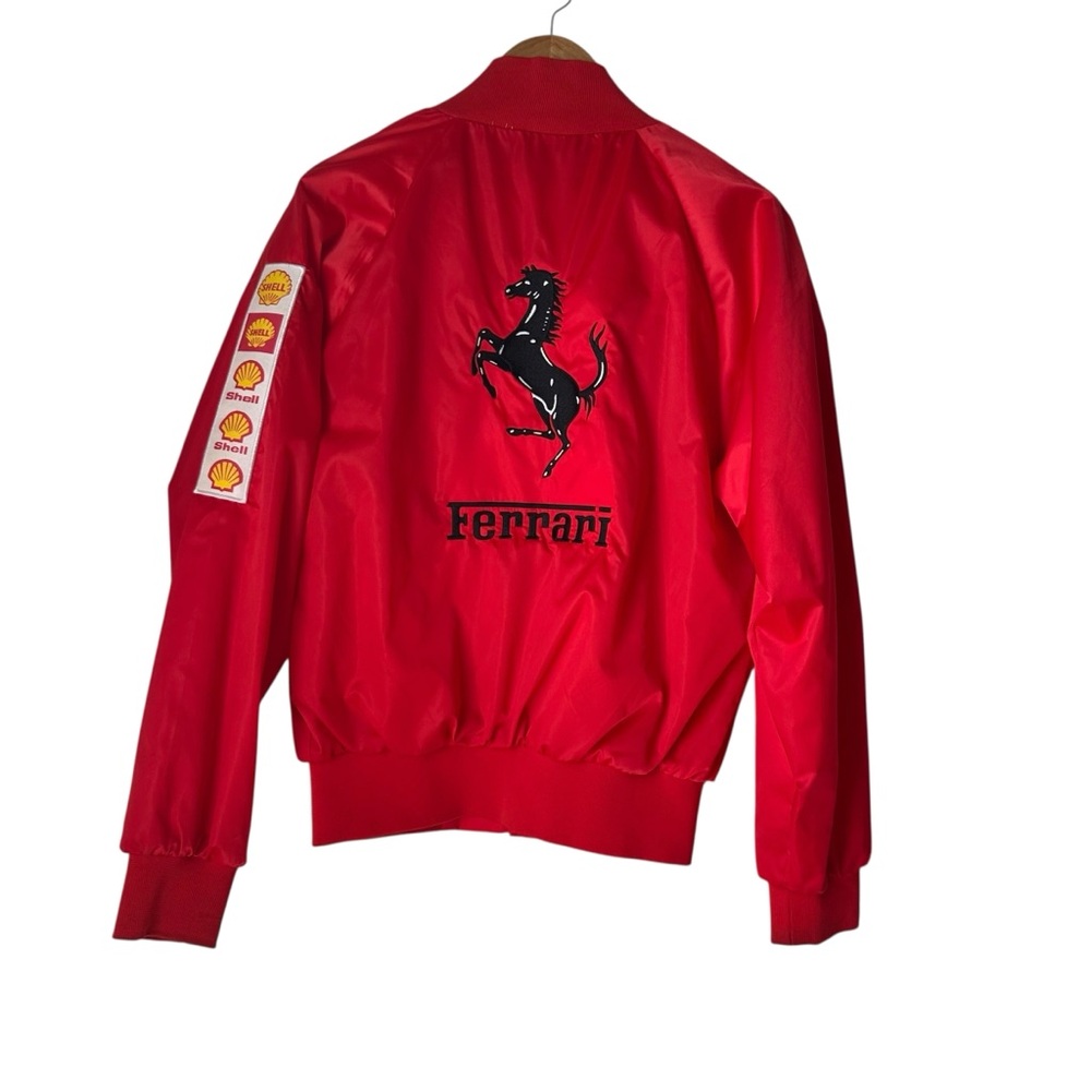 Auburn Sportswear Ferrari Jacket Mens Small Black Embroidered Bomber Made in USA